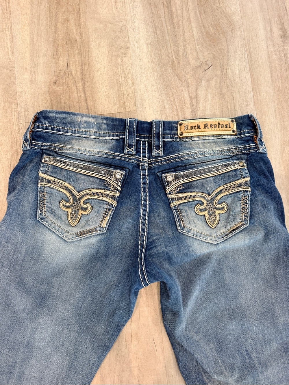 Rock Revival Women's Blue Distressed Jeans size 30. 30” inseam